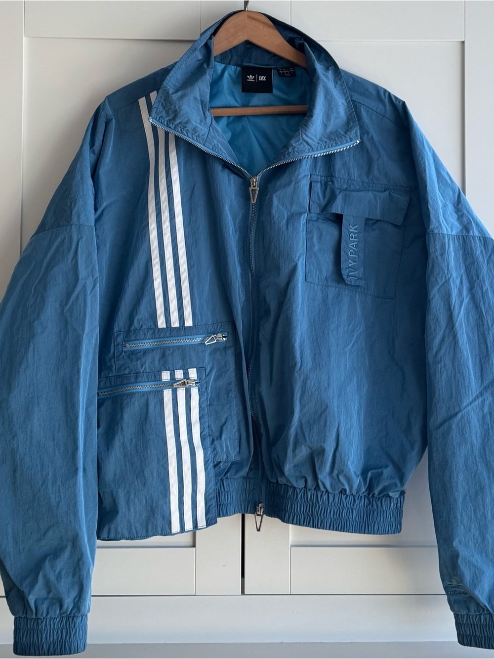 Adidas Ivy Park Blue Nylon Track Jacket Zip Windbreaker Size Small